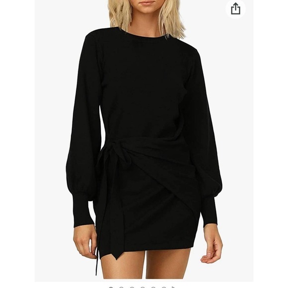 NWT Selowin Womens Scoop Neck Rushed Waist Knitted Dress size Small - Picture 3 of 5